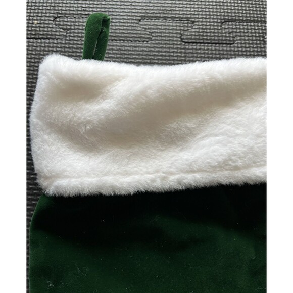 Christmas stocking Santa Belt Buckle Green Velvet Faux Fur Top 20 Inches - Picture 3 of 5